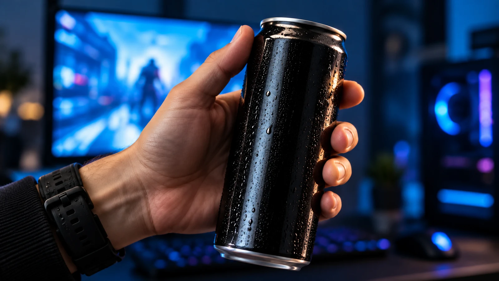 Energy drinks during gaming labels and caffeine